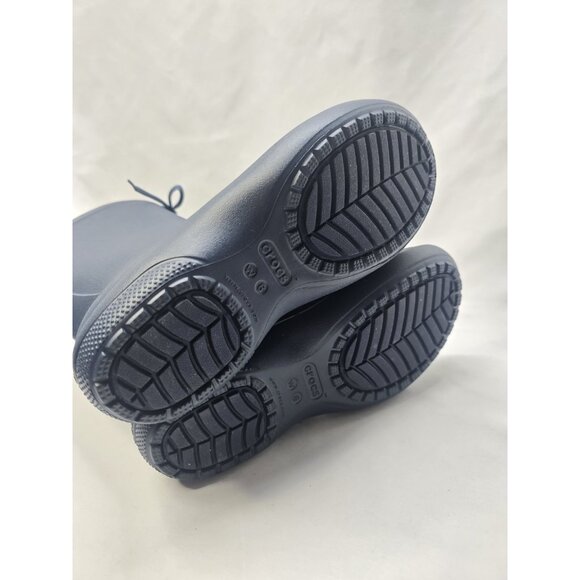 Crocs Freesail Tall Rain Boots Womens SZ 6 Navy Blue Rubber Pull On Lightweight - Picture 10 of 10